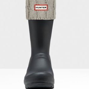Hunter Cable Knitted Cuff Tall Boot Socks Gray